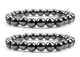 Natural Round Beads Magnetic Hematite Crystal Stone 8mm Bracelet (Pack of 2)