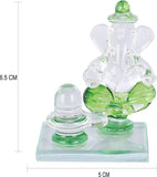 Crystal Ganesh Idol with Shivling Design Divine Car Dashboard Showpiece - 6.5 cm��(Crystal, Green)