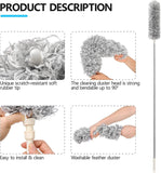 Microfiber Duster for Cleaning Telescopic Extension Long Pole Bendable Head, Scratch-Resistant Cover